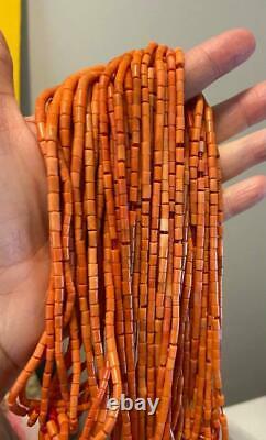 Perles Antiques De Corail (1) Collier Strand Trading Post Navajo Natural Undyed Lot