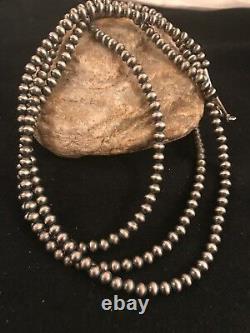 Perles Navajo Argent Sterling Collier De Perles 5mm 48 1033