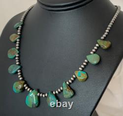 Perles Navajo du Sud-Ouest en argent sterling, turquoise Royston, collier de 20 pouces 00484