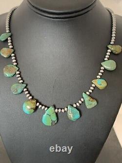 Perles Navajo du Sud-Ouest en argent sterling, turquoise Royston, collier de 20 pouces 00484 Perles Navajo du Sud-Ouest en argent sterling, turquoise Royston, collier de 20 pouces 00484