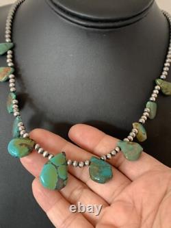 Perles Navajo du Sud-Ouest en argent sterling, turquoise Royston, collier de 20 pouces 00484