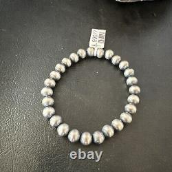 Perles de 7 mm en argent sterling extensible 8 bracelet de perles amérindien navajo 99078