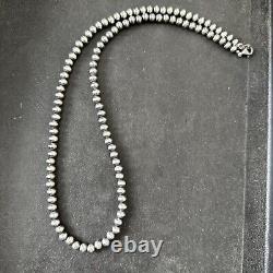 Perles de Navajo du Sud-Ouest en argent sterling de 5mm Collier de perles 16-32 S429