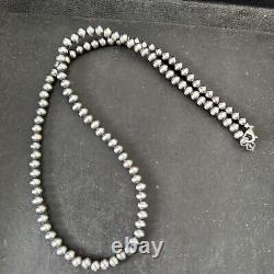 Perles de Navajo du Sud-Ouest en argent sterling de 5mm Collier de perles 16-32 S429