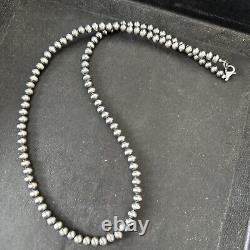 Perles de Navajo du Sud-Ouest en argent sterling de 5mm Collier de perles 16-32 S429