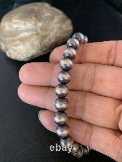 Perles de culture amérindienne Navajo, Bracelet en argent sterling avec perles de 8 mm, 14188