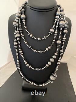 Perles mélangées en argent sterling amérindien de Navajo 60 collier 92360
