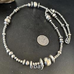 Perles mélangées en argent sterling de Navajo amérindien collier de 18 pouces 92318