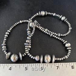 Perles mélangées en argent sterling de Navajo amérindien collier de 18 pouces 92318