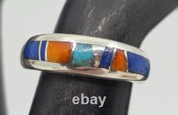 Pierre tisseuse Amérindienne Navajo Assortiment de pierres incrustées en argent sterling 6