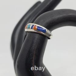 Pierre tisseuse Amérindienne Navajo Assortiment de pierres incrustées en argent sterling 6
