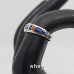 Pierre tisseuse Amérindienne Navajo Assortiment de pierres incrustées en argent sterling 6