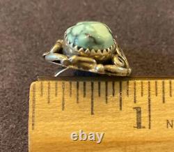 Platero Navajo Énorme Turquoise Sterling Silver Ring Tize 7 Navajo 925