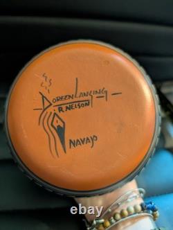 Poterie gravée Navajo Amérindienne Doreen Lansing R Nelson Pot de graines Aigle