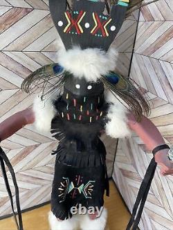 Poupée Kachina Navajo Danseur Apache Signé 18 Art Populaire Amérindien