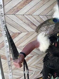 Poupée Kachina Navajo Danseur Apache Signé 18 Art Populaire Amérindien