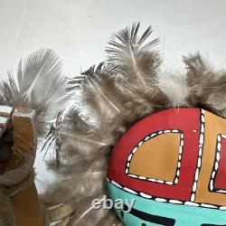 Poupée Kachina de danseur du soleil Navajo amérindien, signée par l'artiste, vintage, haute de 14 pouces