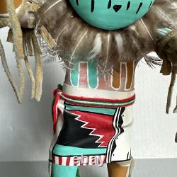 Poupée Kachina de danseur du soleil Navajo amérindien, signée par l'artiste, vintage, haute de 14 pouces