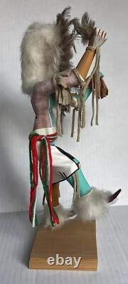 Poupée Kachina de danseur du soleil Navajo amérindien, signée par l'artiste, vintage, haute de 14 pouces
