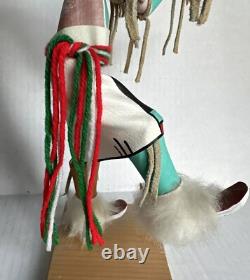 Poupée Kachina de danseur du soleil Navajo amérindien, signée par l'artiste, vintage, haute de 14 pouces