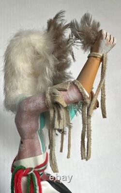 Poupée Kachina de danseur du soleil Navajo amérindien, signée par l'artiste, vintage, haute de 14 pouces