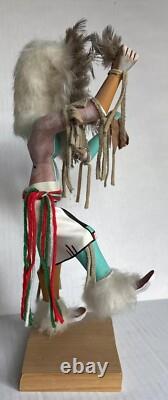 Poupée Kachina de danseur du soleil Navajo amérindien, signée par l'artiste, vintage, haute de 14 pouces