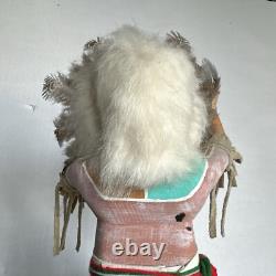 Poupée Kachina de danseur du soleil Navajo amérindien, signée par l'artiste, vintage, haute de 14 pouces