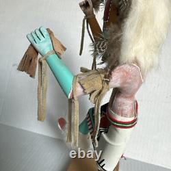 Poupée Kachina de danseur du soleil Navajo amérindien, signée par l'artiste, vintage, haute de 14 pouces