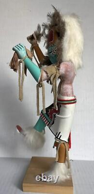 Poupée Kachina de danseur du soleil Navajo amérindien, signée par l'artiste, vintage, haute de 14 pouces