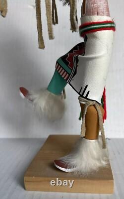 Poupée Kachina de danseur du soleil Navajo amérindien, signée par l'artiste, vintage, haute de 14 pouces