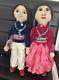 Poupée De Couple Amérindien Navajo Vtg Faite à La Main Avec Collier De Turquoise Perlé 21