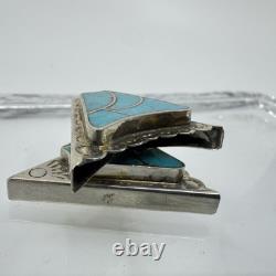 Protecteurs de col en argent vintage en turquoise incrustée amérindienne Navajo