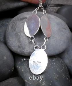 RARE ! Collier en argent sterling ambre navajo amérindien par Ella Peter
