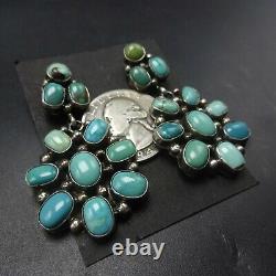 Radiant Eleanor Largo Navajo Argent Sterling Turquoise Cluster Earrings Piercé