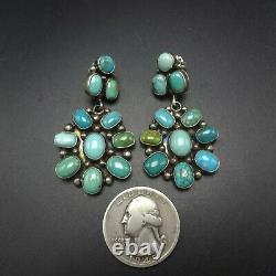 Radiant Eleanor Largo Navajo Argent Sterling Turquoise Cluster Earrings Piercé