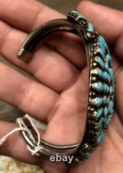 Rare Collectible Old Pawn Sterling Gem Bleu Turquoise Couffet Bracelet 89+g