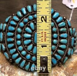 Rare Collectible Old Pawn Sterling Gem Bleu Turquoise Couffet Bracelet 89+g