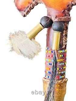 Rattle cérémoniel en rawhide de tortue Navajo Amérindien 13 par Larry Cly