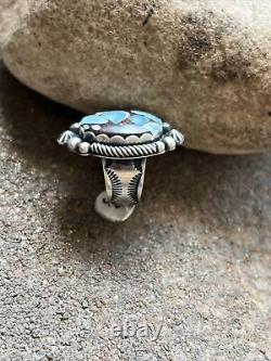 Ray Bennett Sterling Silver Golden Hill Turquoise Ring. Taille 8.5. Navajo
