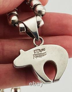 Ray Tracey + Knifewing Segura ours incrusté en argent sterling Navajo sur collier