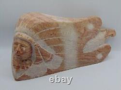 SCULPTURE EN ALABASTRE NAVAJO AMÉRINDIENNE PAR L'ARTISTE SUSIE JOE Long 11 LBS
