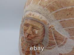 SCULPTURE EN ALABASTRE NAVAJO AMÉRINDIENNE PAR L'ARTISTE SUSIE JOE Long 11 LBS
