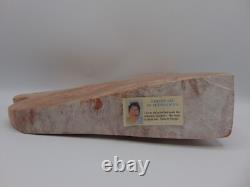 SCULPTURE EN ALABASTRE NAVAJO AMÉRINDIENNE PAR L'ARTISTE SUSIE JOE Long 11 LBS