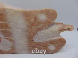 SCULPTURE EN ALABASTRE NAVAJO AMÉRINDIENNE PAR L'ARTISTE SUSIE JOE Long 11 LBS
