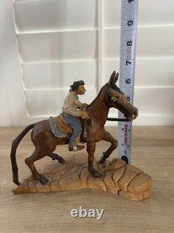 Sculpture de Mule d'Entraînement Navajo Américain Autochtone par David Draper Signée