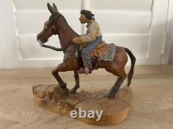 Sculpture de mule d'entraînement navajo amérindien par David Draper, signée