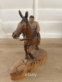 Sculpture de mule d'entraînement navajo amérindien par David Draper, signée