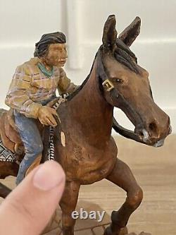 Sculpture de mule d'entraînement navajo amérindien par David Draper, signée