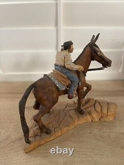 Sculpture de mule d'entraînement navajo amérindien par David Draper, signée