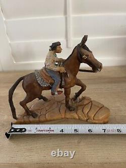 Sculpture de mule d'entraînement navajo amérindien par David Draper, signée